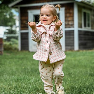 Mod Flowers Shacket Double Knit with Cream Snowdrift - Blush - Twinkle Twinkle Little One