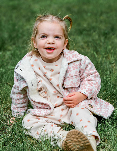 Mod Flowers Shacket Double Knit with Cream Snowdrift - Blush - Twinkle Twinkle Little One