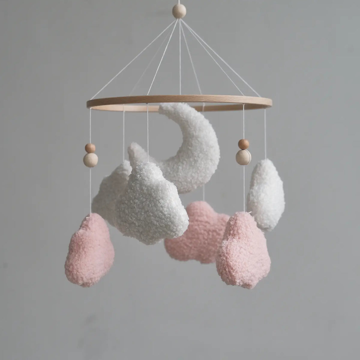 Boucle Clouds Baby Mobile - Pink/White