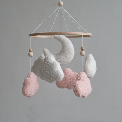 Boucle Clouds Baby Mobile - Pink/White