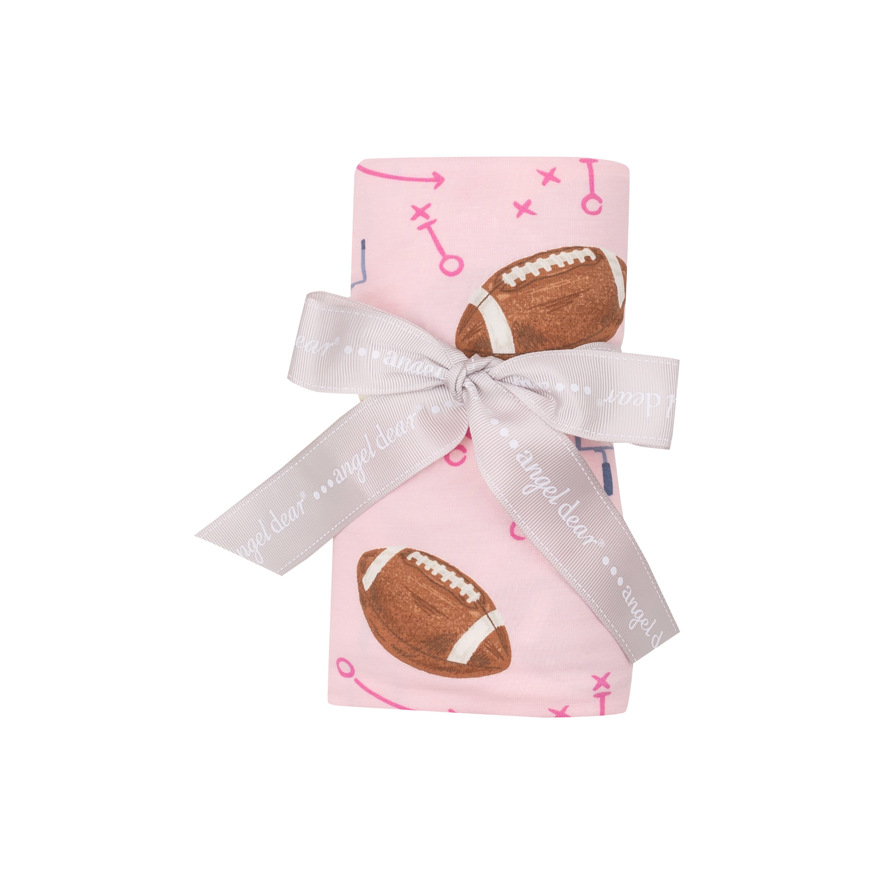 Footballs Pink Swaddle Blanket - 0