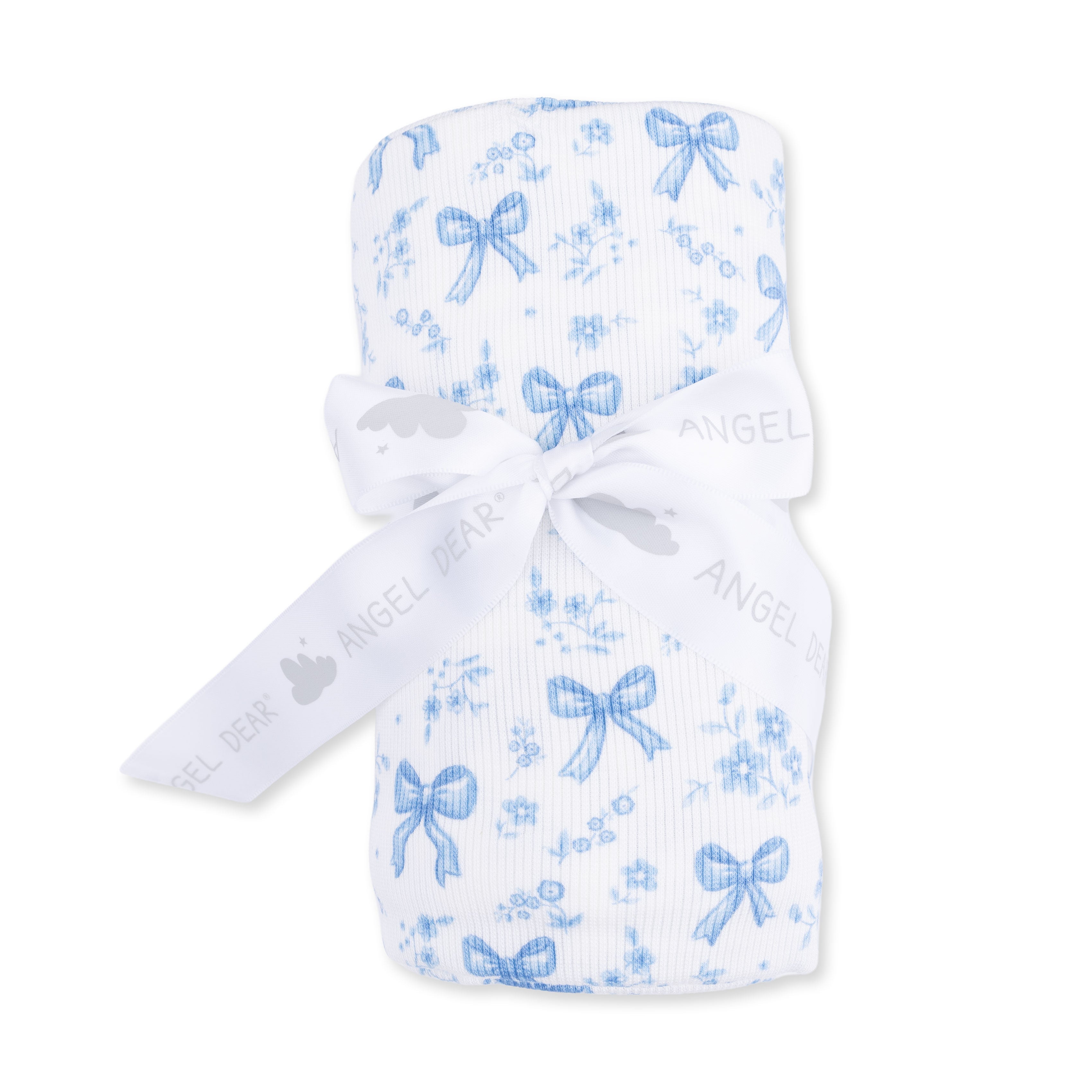 Angel Dear Blue Bows and Flowers Swaddle Blanket