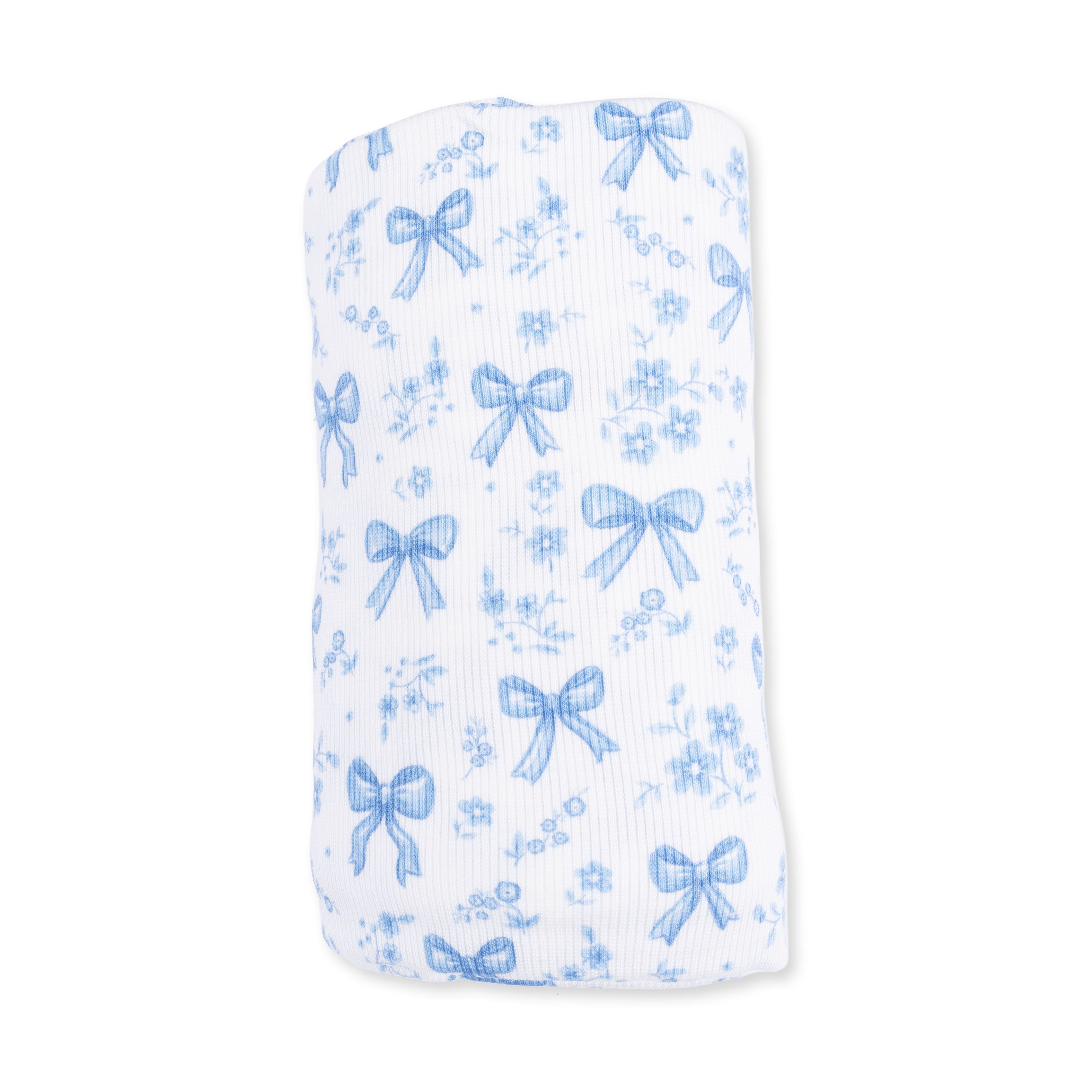 Angel Dear Blue Bows and Flowers Swaddle Blanket
