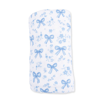 Angel Dear Blue Bows and Flowers Swaddle Blanket