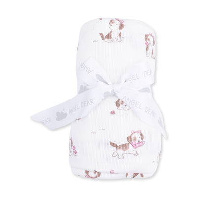 Angel Dear Explorer Puppy Pink Swaddle Blanket