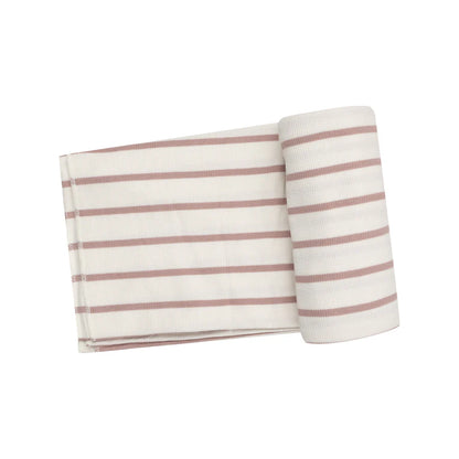 Model Rib French Stripe Misty Rose Swaddle Blanket - Twinkle Twinkle Little One