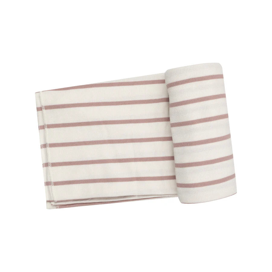 Model Rib French Stripe Misty Rose Swaddle Blanket