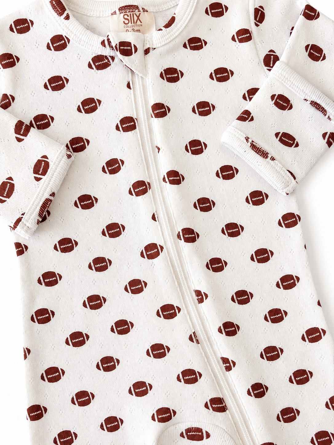 Football Organic Pointelle 2-Way Zip Footie