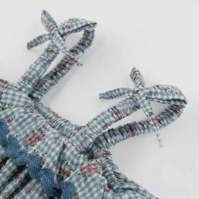 Denim Harriet Romper - Dahlia Floral Print