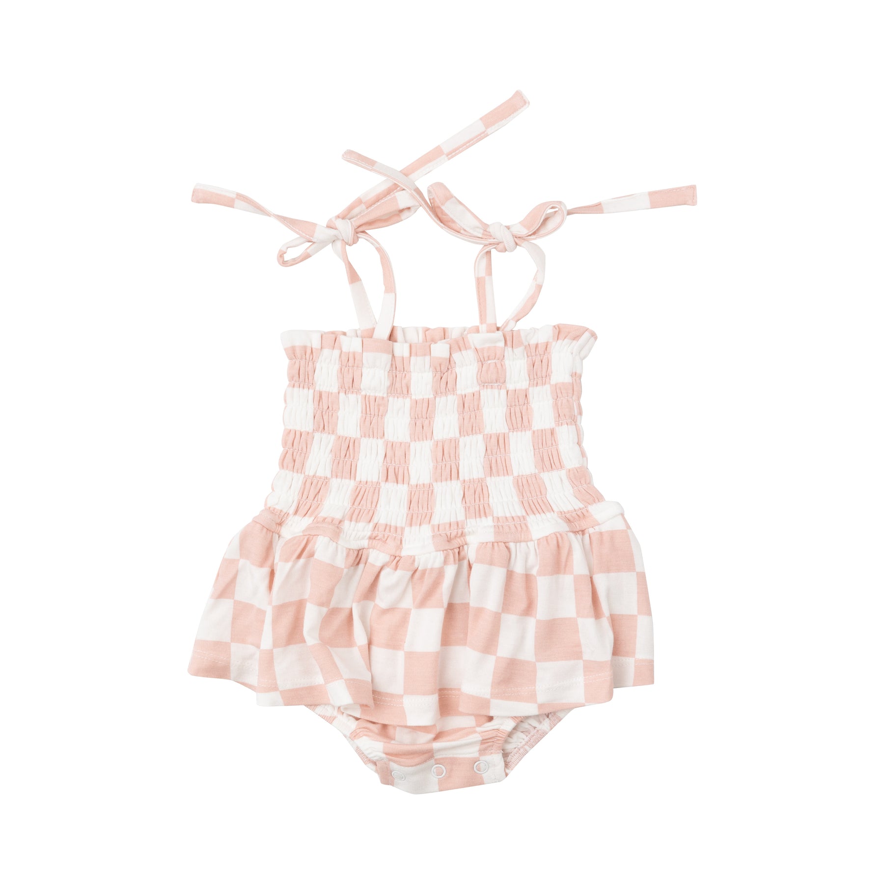 Pink Checkerboard Smocked Bubble with Skirt - Twinkle Twinkle Little One