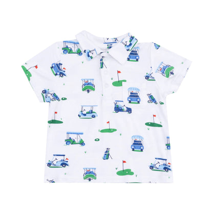 Vintage Golf Carts Blue Polo Shirt & Short Set - Twinkle Twinkle Little One