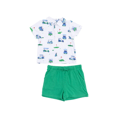 Vintage Golf Carts Blue Polo Shirt & Short Set - Twinkle Twinkle Little One