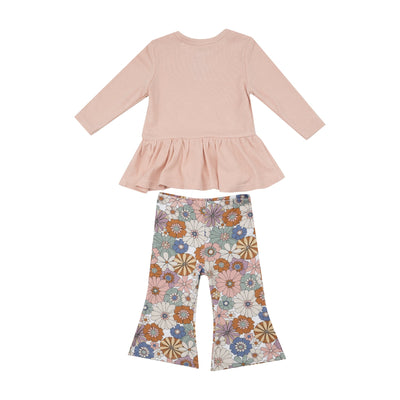 Brighton Floral Ribbed Peplum Top with Baby Bells Set - Twinkle Twinkle Little One
