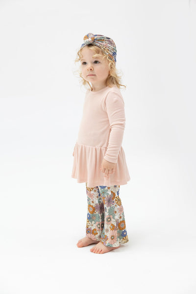 Brighton Floral Ribbed Peplum Top with Baby Bells Set - Twinkle Twinkle Little One