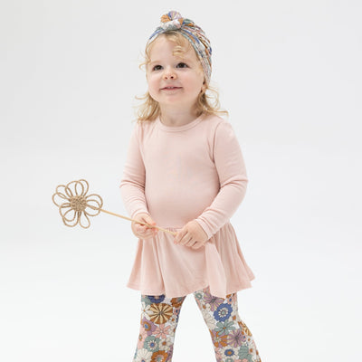 Brighton Floral Ribbed Peplum Top with Baby Bells Set - Twinkle Twinkle Little One