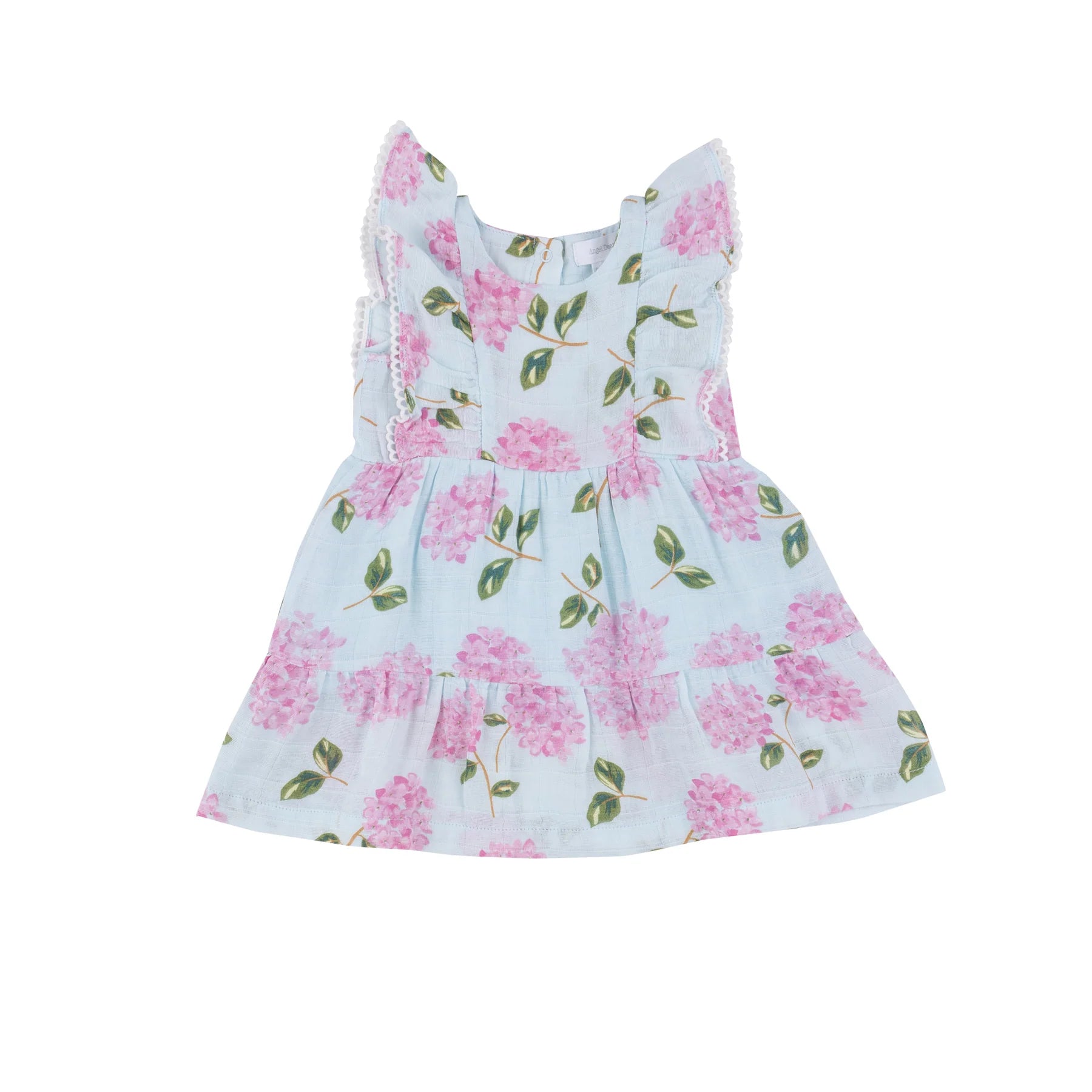 Hydrangeas Picot Trim Edged Dress + Diaper Cover - Twinkle Twinkle Little One