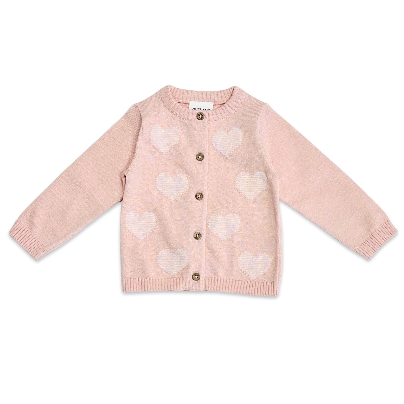 Hearts Jacquard Knit Baby Cardigan - Blush Pink - Twinkle Twinkle Little One