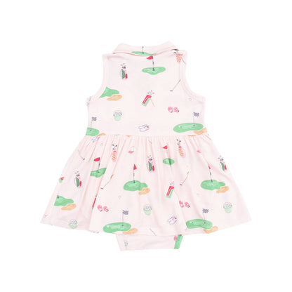 Golf Things Pink Polo Collar Bodysuit Dress - Twinkle Twinkle Little One