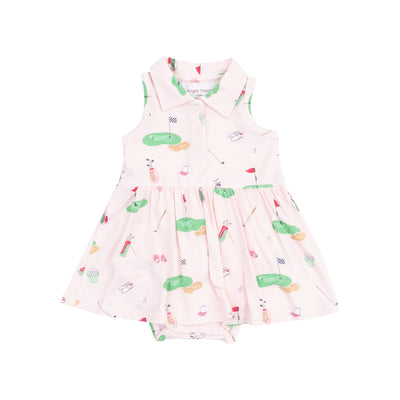 Golf Things Pink Polo Collar Bodysuit Dress - Twinkle Twinkle Little One