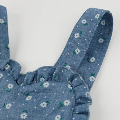 Denim Darling Romper - Sunburst Flower Print