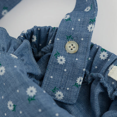 Denim Darling Romper - Sunburst Flower Print