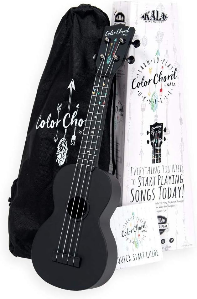 Learn to Play Color Cord Ukulele - Black - Twinkle Twinkle Little One