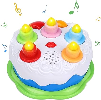 OKREVIEW Birthday Cake Toy - Music & Counting Candles for 1-4 Years, Green Gift for Boys & Girls