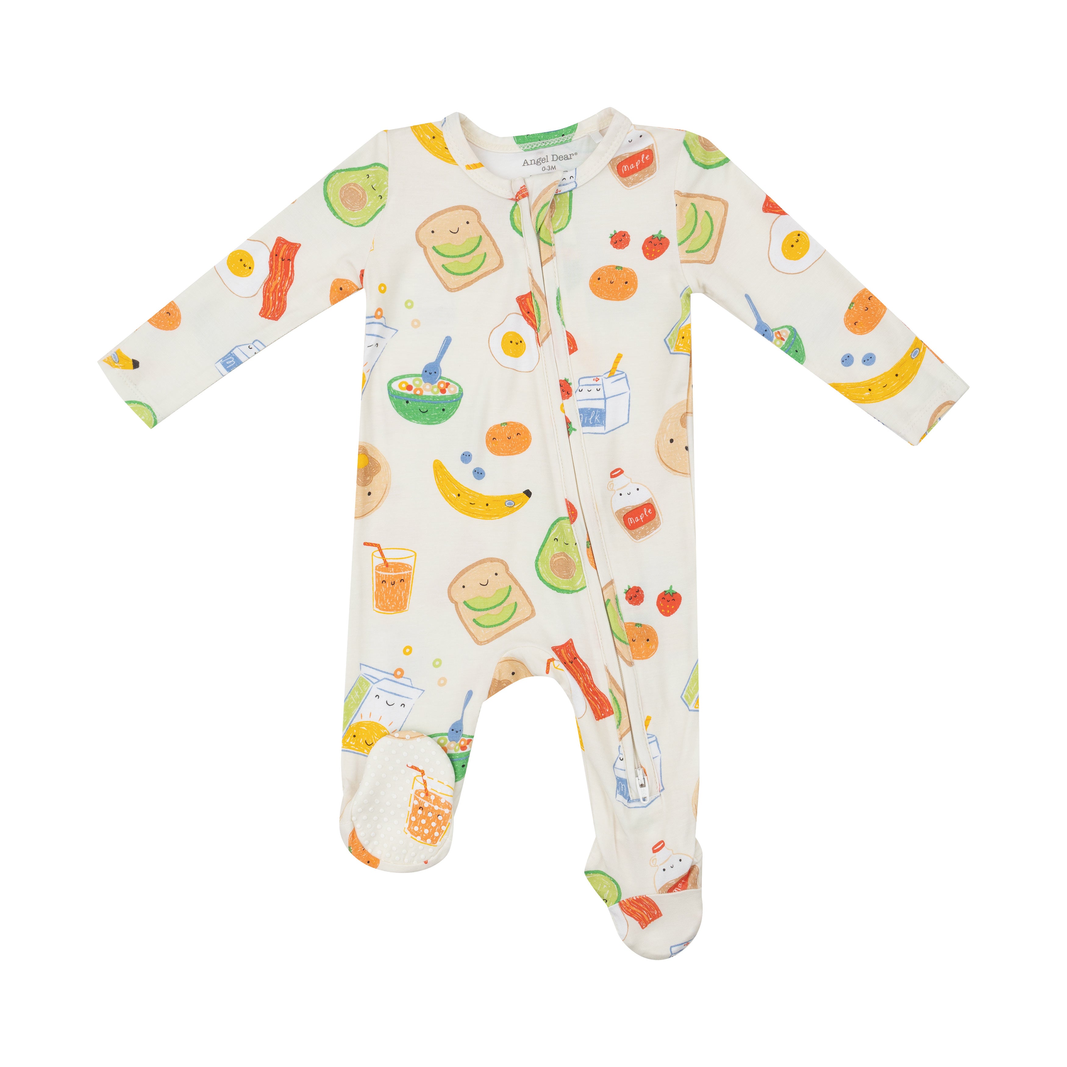 Breakfast Time Bamboo 2 Way Zipper Footie