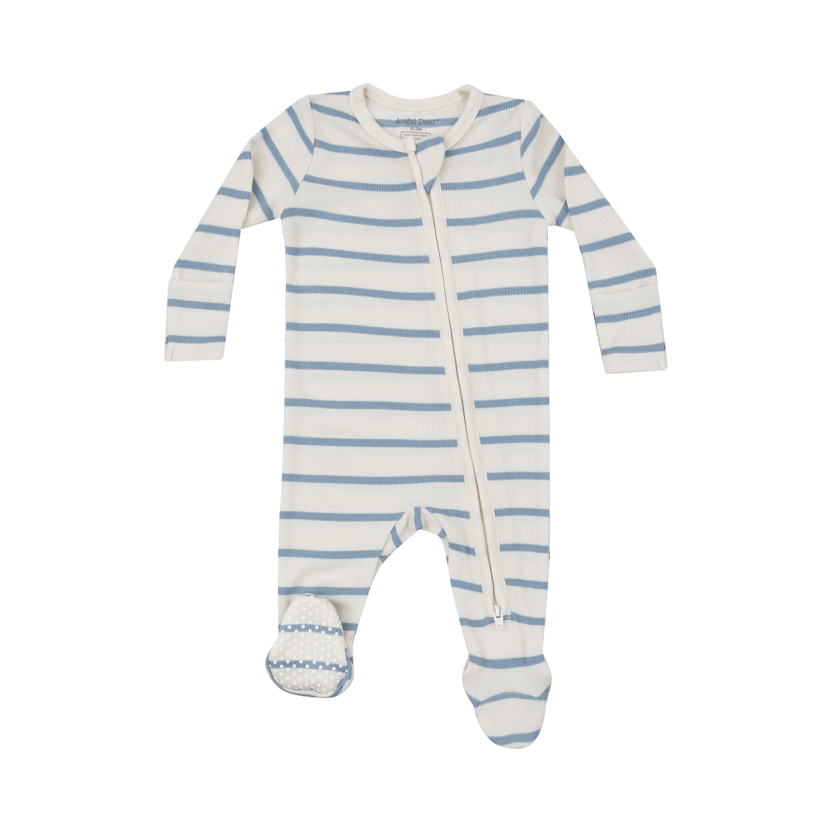 Ribbed Stripe Glacier Lake 2-Way Zipper Footie