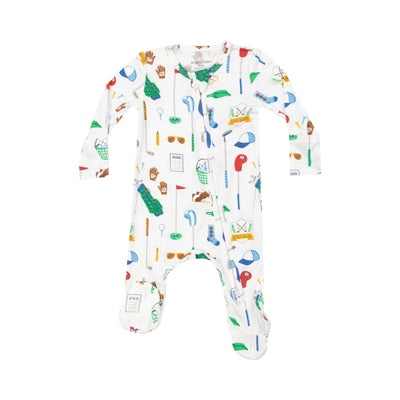 Golf Club White Bamboo 2 Way Zipper Footie - Twinkle Twinkle Little One