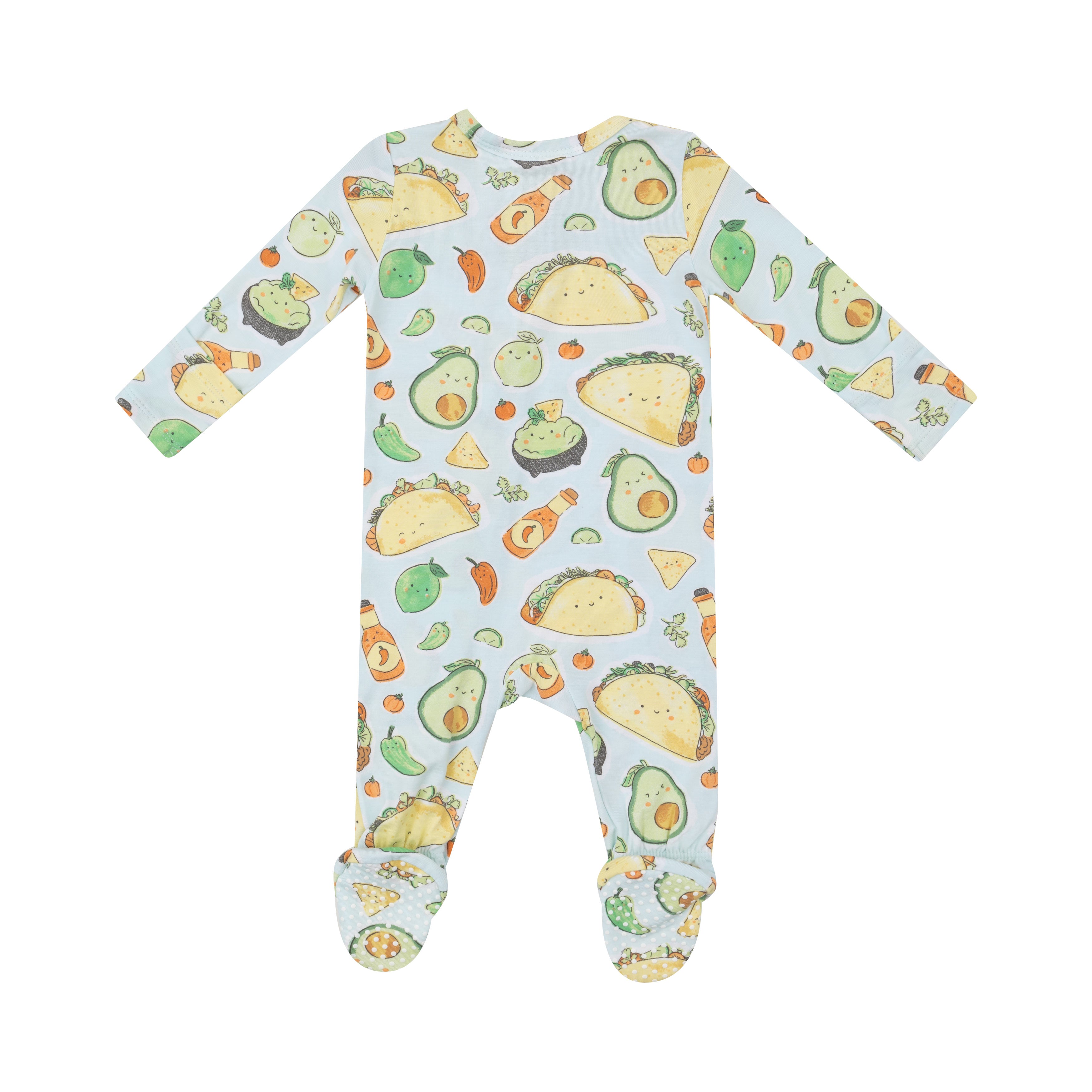 Happy Tacos Bamboo 2 Way Zipper Footie - 0