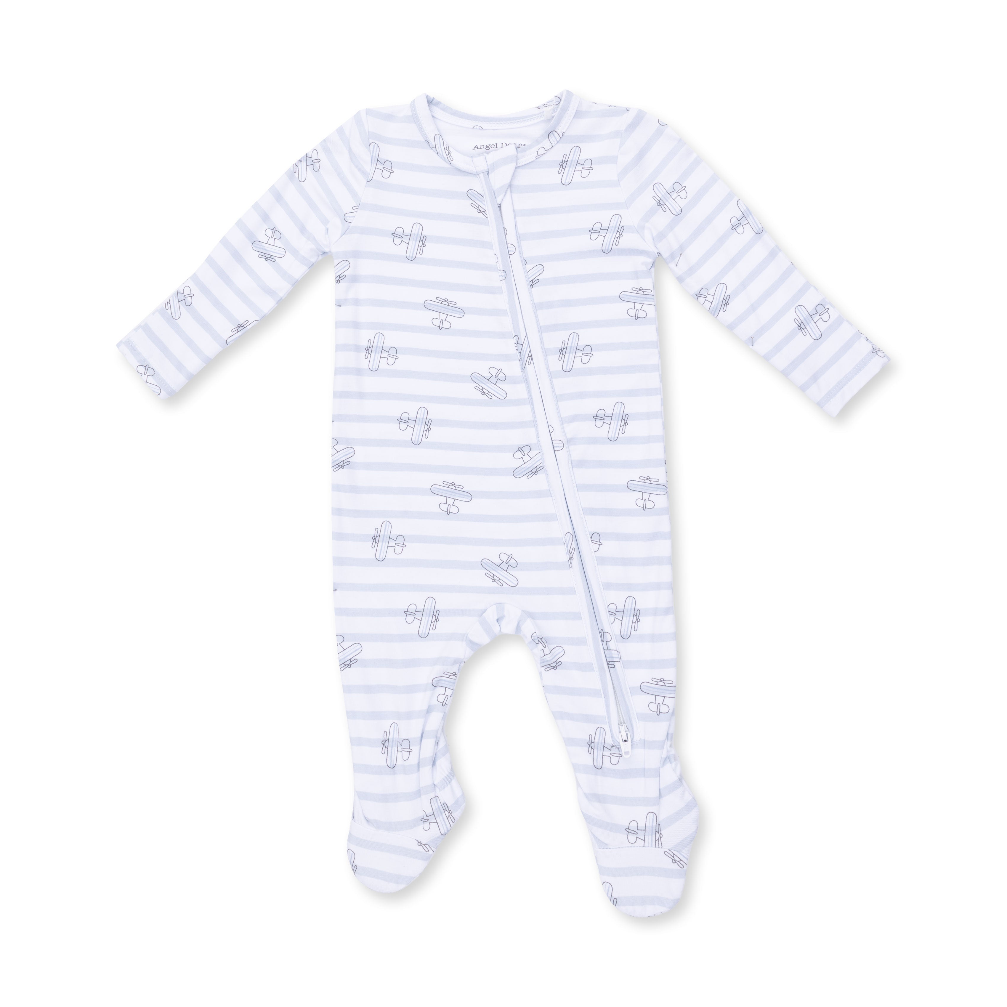 Angel Dear Anna Floral Stripe 2 Way Ruffle Sleeve Zipper Footie