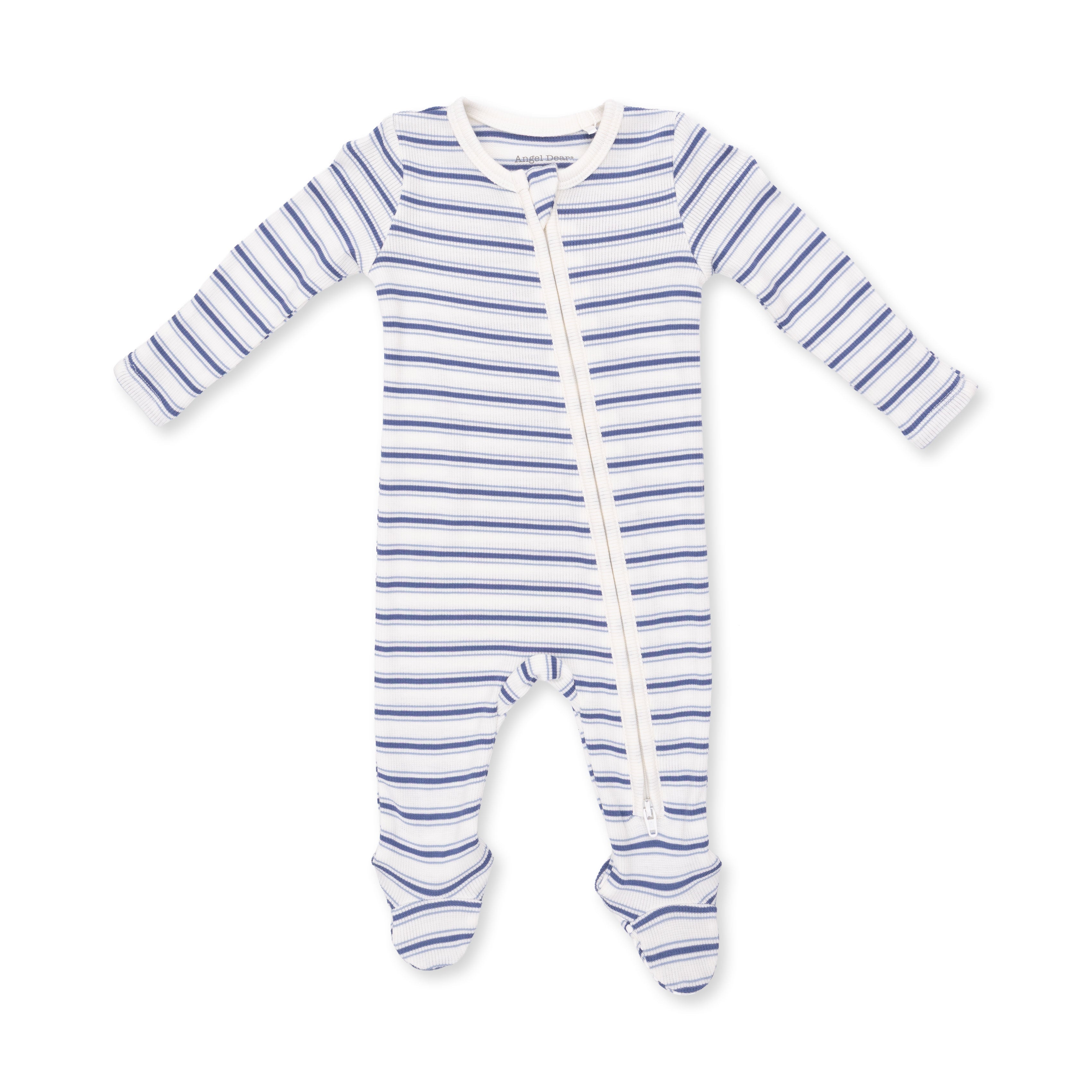 Angel Dear Vintage Stripe Blue 2 Way Zipper Footie