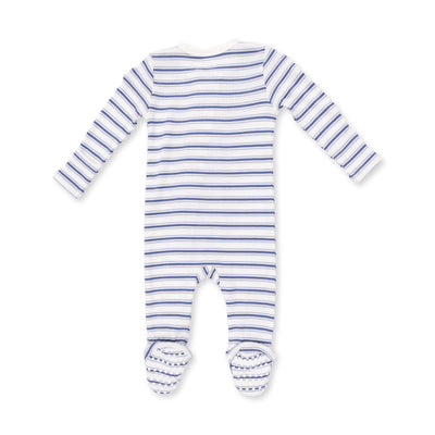 Angel Dear Vintage Stripe Blue 2 Way Zipper Footie