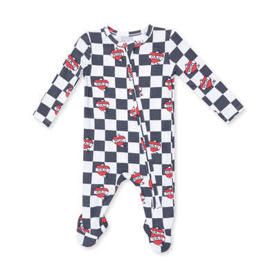 Angel Dear Heart Tattoo Check Black 2 Way Zipper Footie