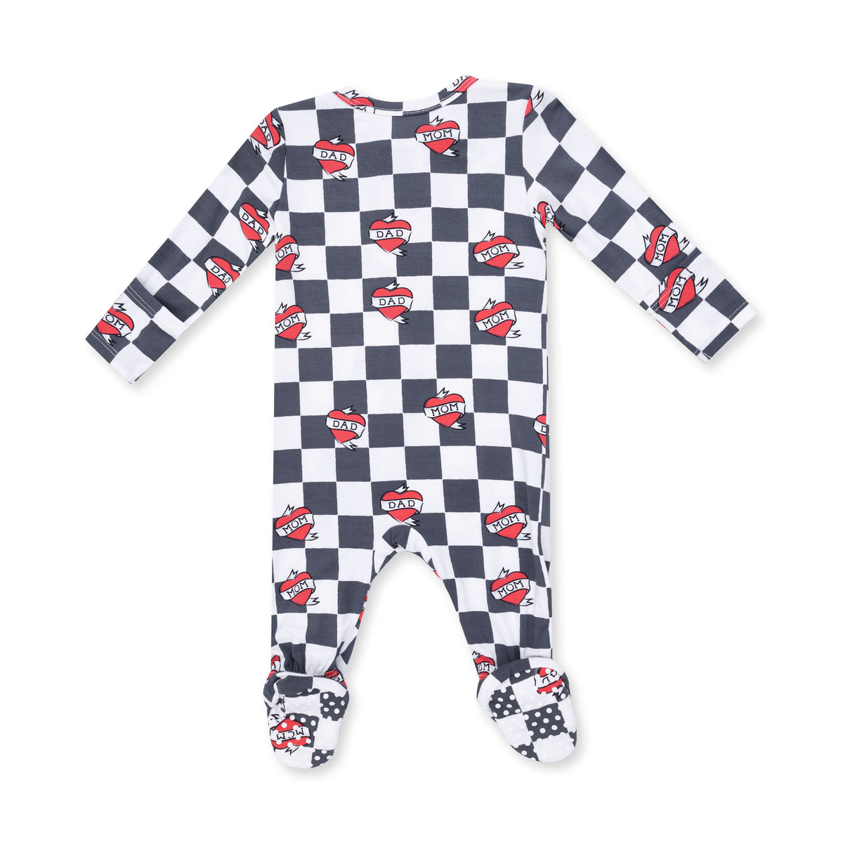 Angel Dear Heart Tattoo Check Black 2 Way Zipper Footie