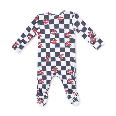 Angel Dear Heart Tattoo Check Black 2 Way Zipper Footie