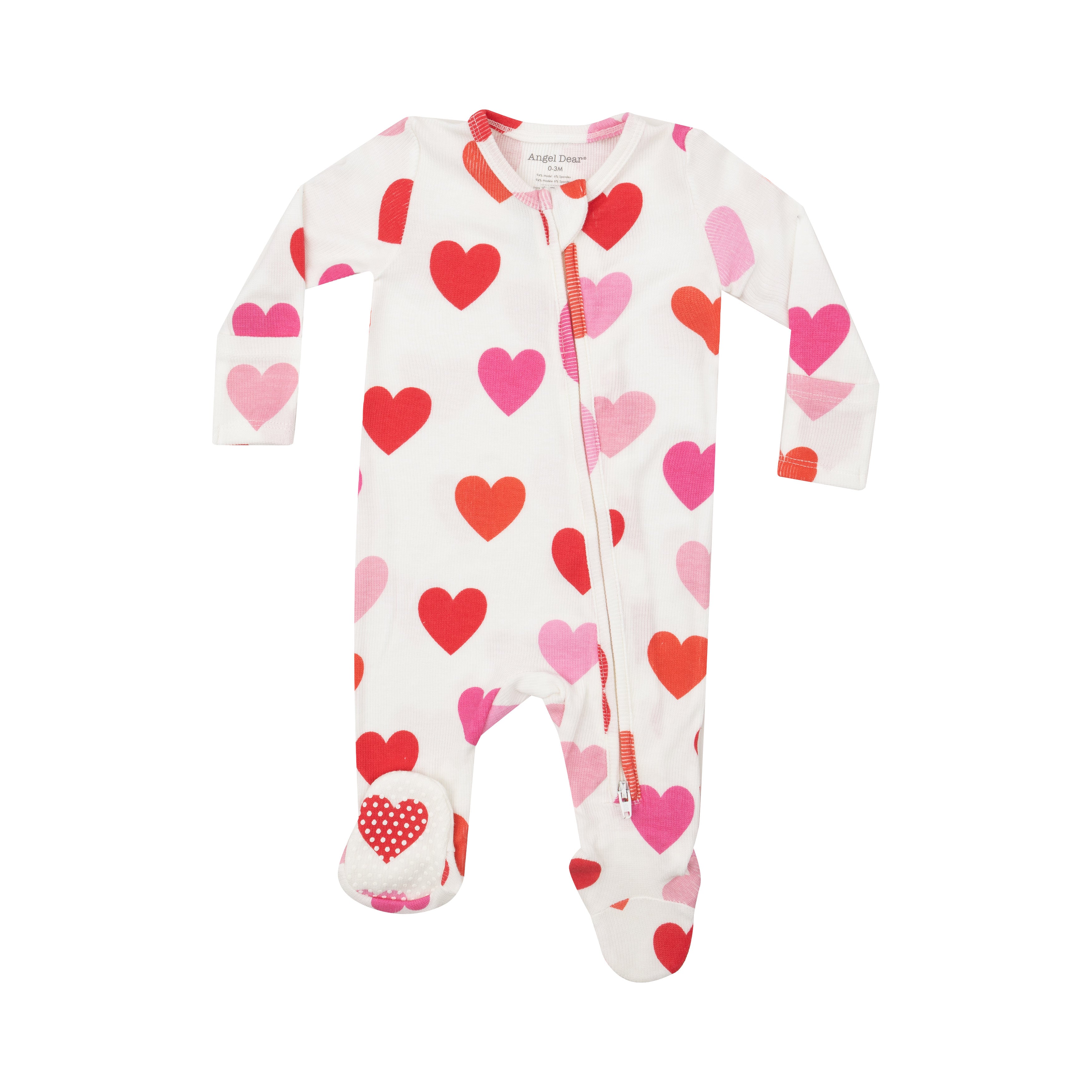 Big Hearts Bamboo 2 Way Zipper Footie