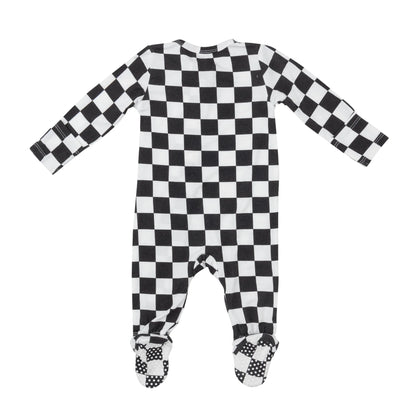 Checkerboard Bamboo 2 Way Zipper Footie - Twinkle Twinkle Little One