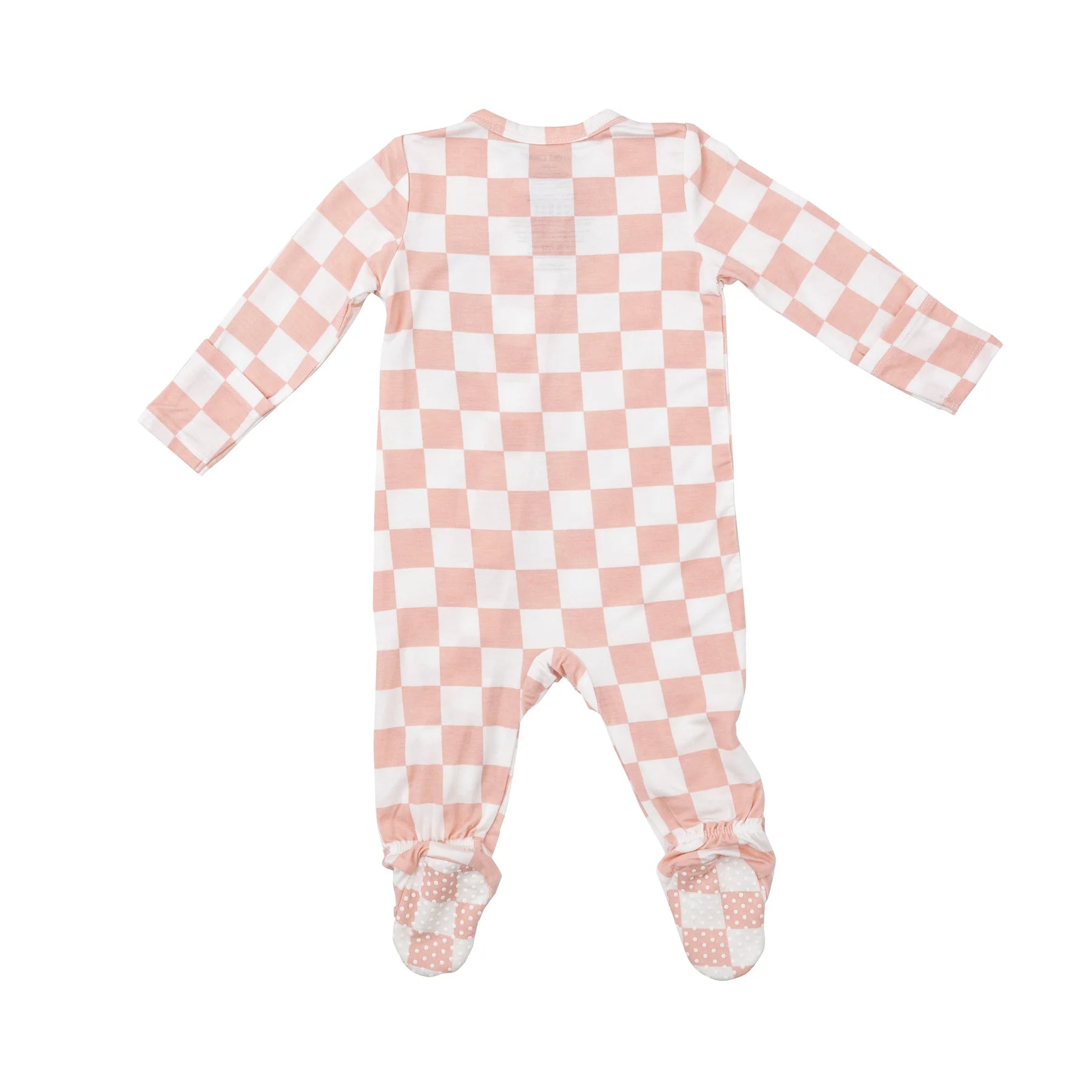 Checkerboard Pink Bamboo 2 Way Zipper Footie - Twinkle Twinkle Little One