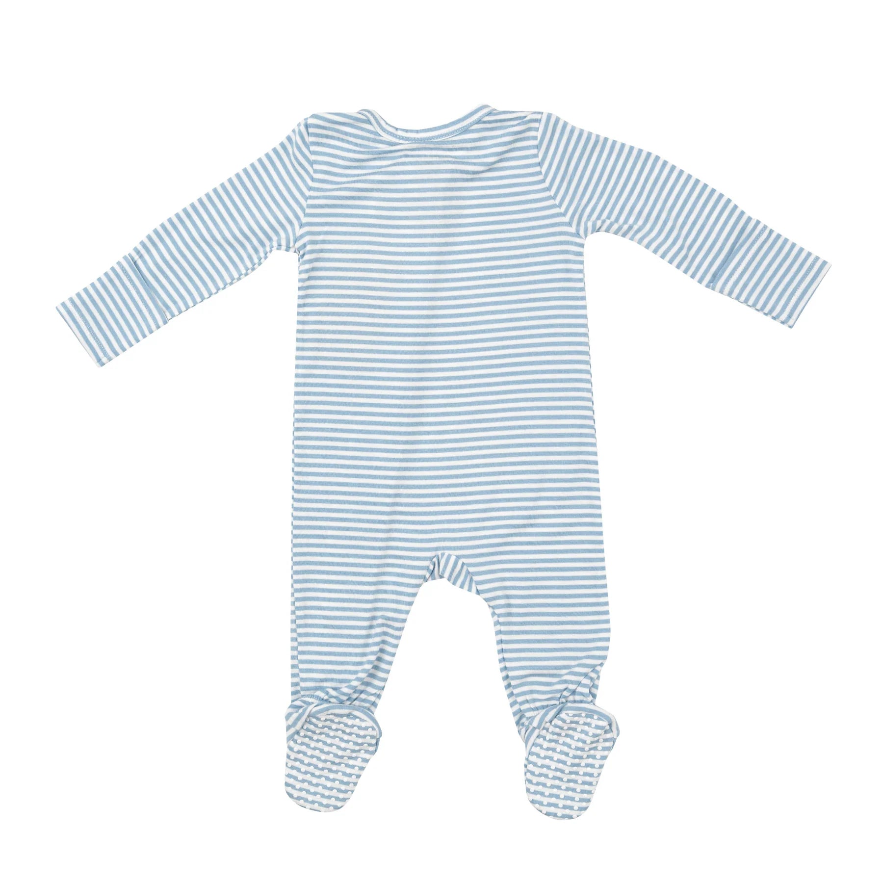 Dream Blue Stripe Bamboo 2 Way Zipper Footie - Twinkle Twinkle Little One