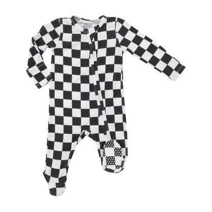 Checkerboard Bamboo 2 Way Zipper Footie - Twinkle Twinkle Little One