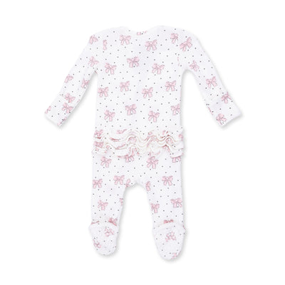 Angel Dear Bows and Hearts 2 Way Ruffle Back Zipper Footie