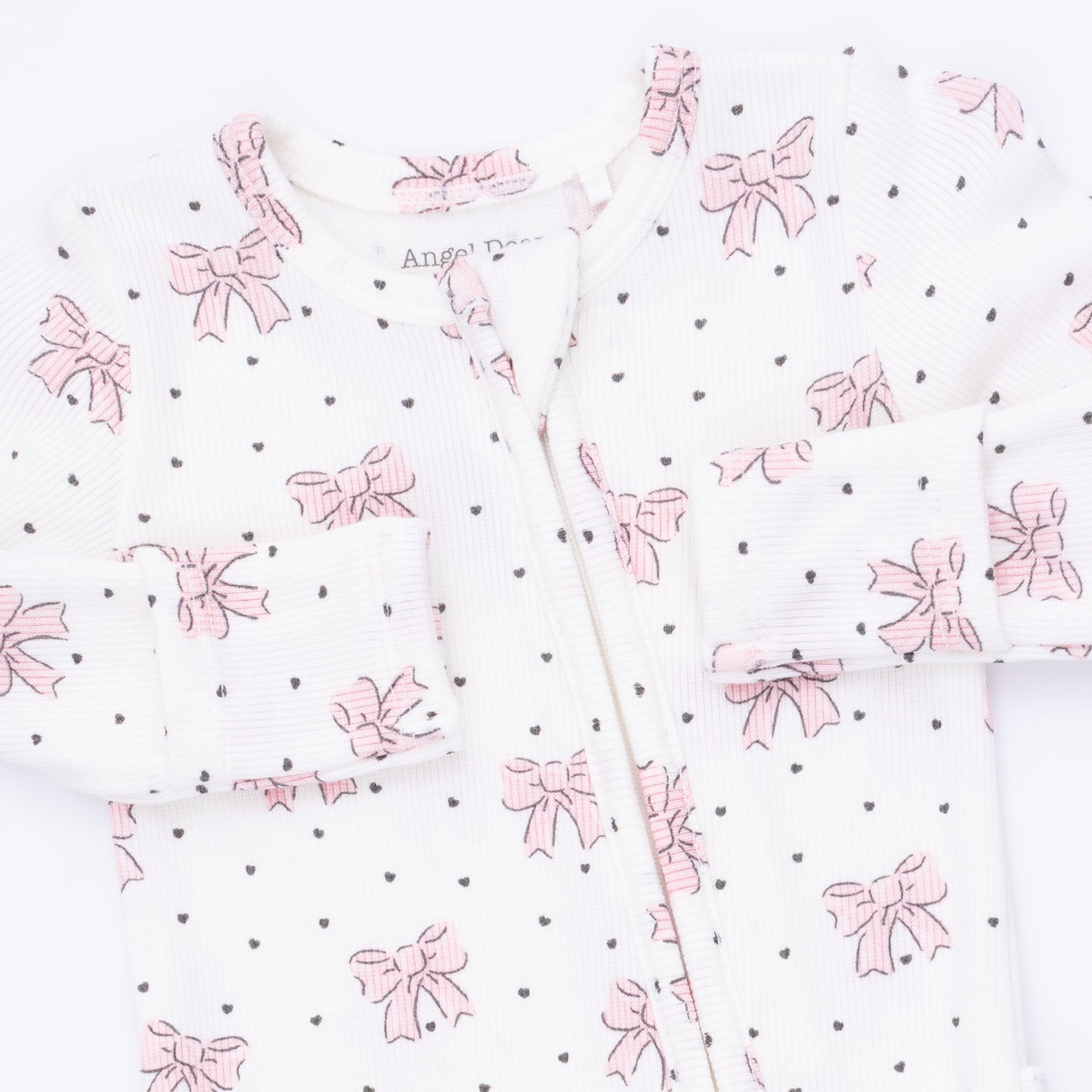 Angel Dear Bows and Hearts 2 Way Ruffle Back Zipper Footie