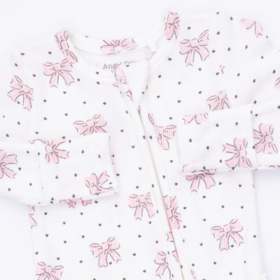 Angel Dear Bows and Hearts 2 Way Ruffle Back Zipper Footie