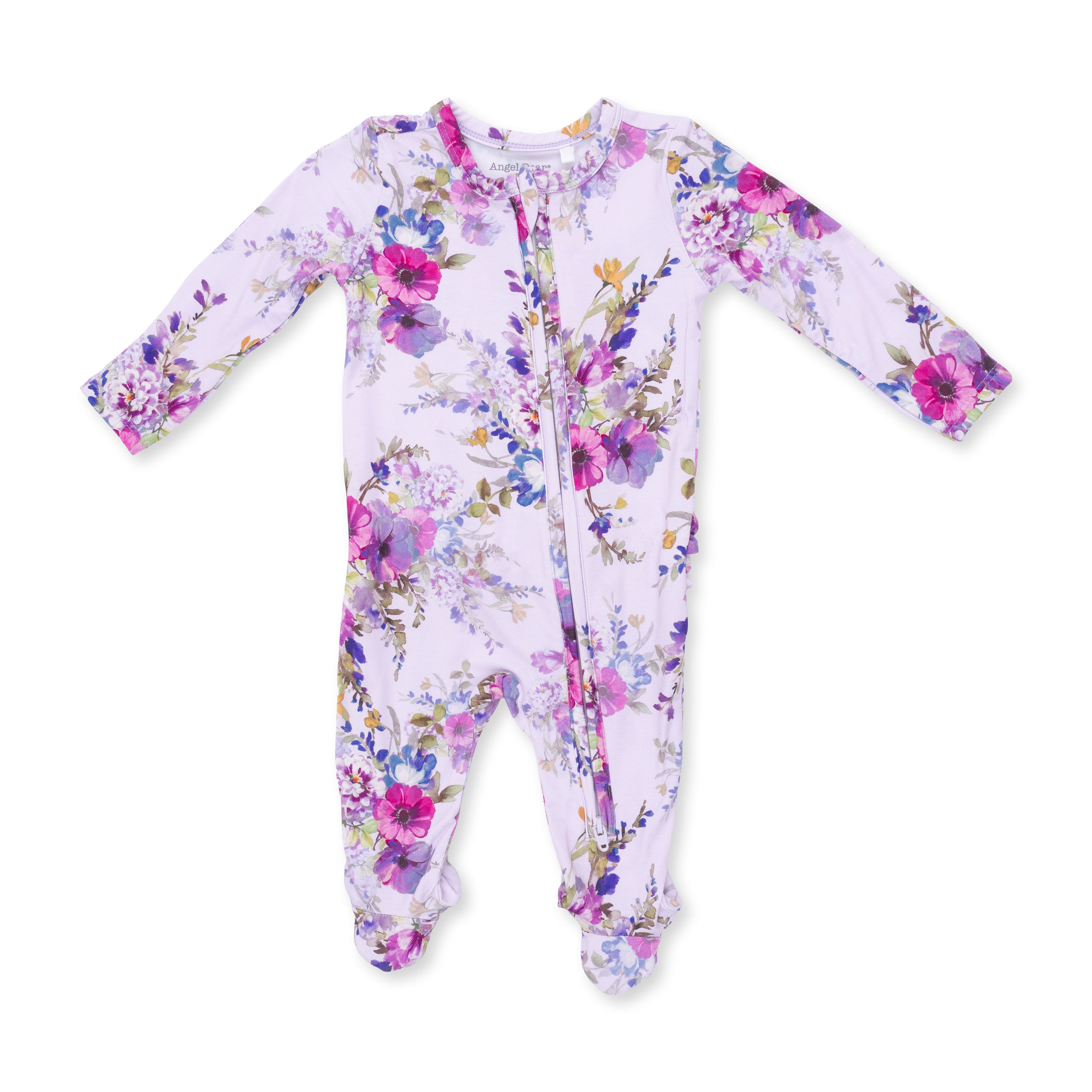 Angel Dear Dahlia Floral 2 Way Ruffle Back Zipper Footie