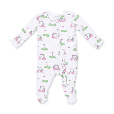 Angel Dear Golf Carts Pink 2 Way Ruffle Back Zipper Footie
