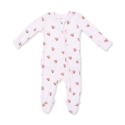 Angel Dear Mini Football Hearts 2 Way Ruffle Back Zipper Footie
