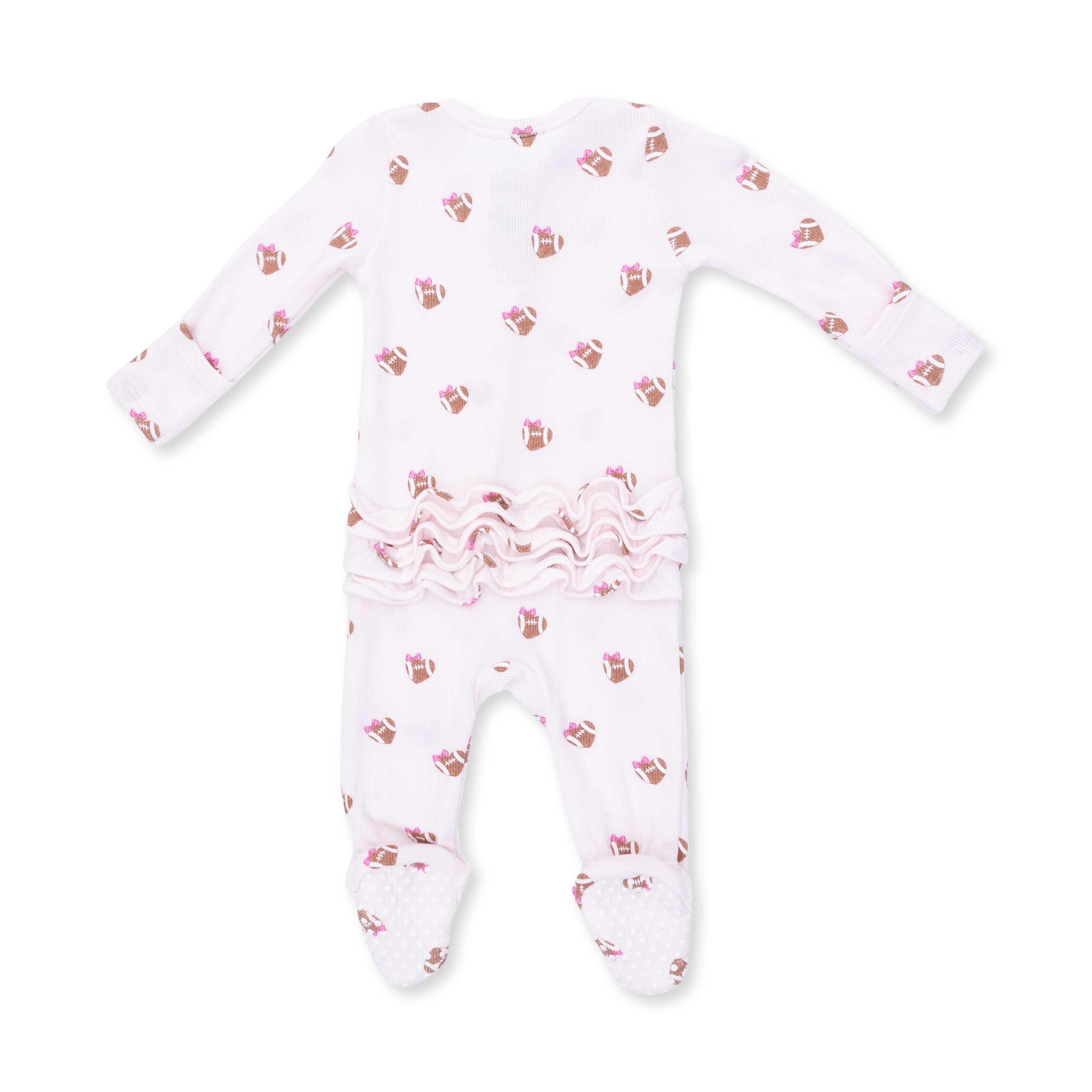 Angel Dear Mini Football Hearts 2 Way Ruffle Back Zipper Footie