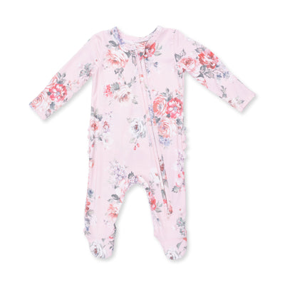 Angel Dear Painterly Rose Bouquets 2 Way Ruffle Back Zipper Footie